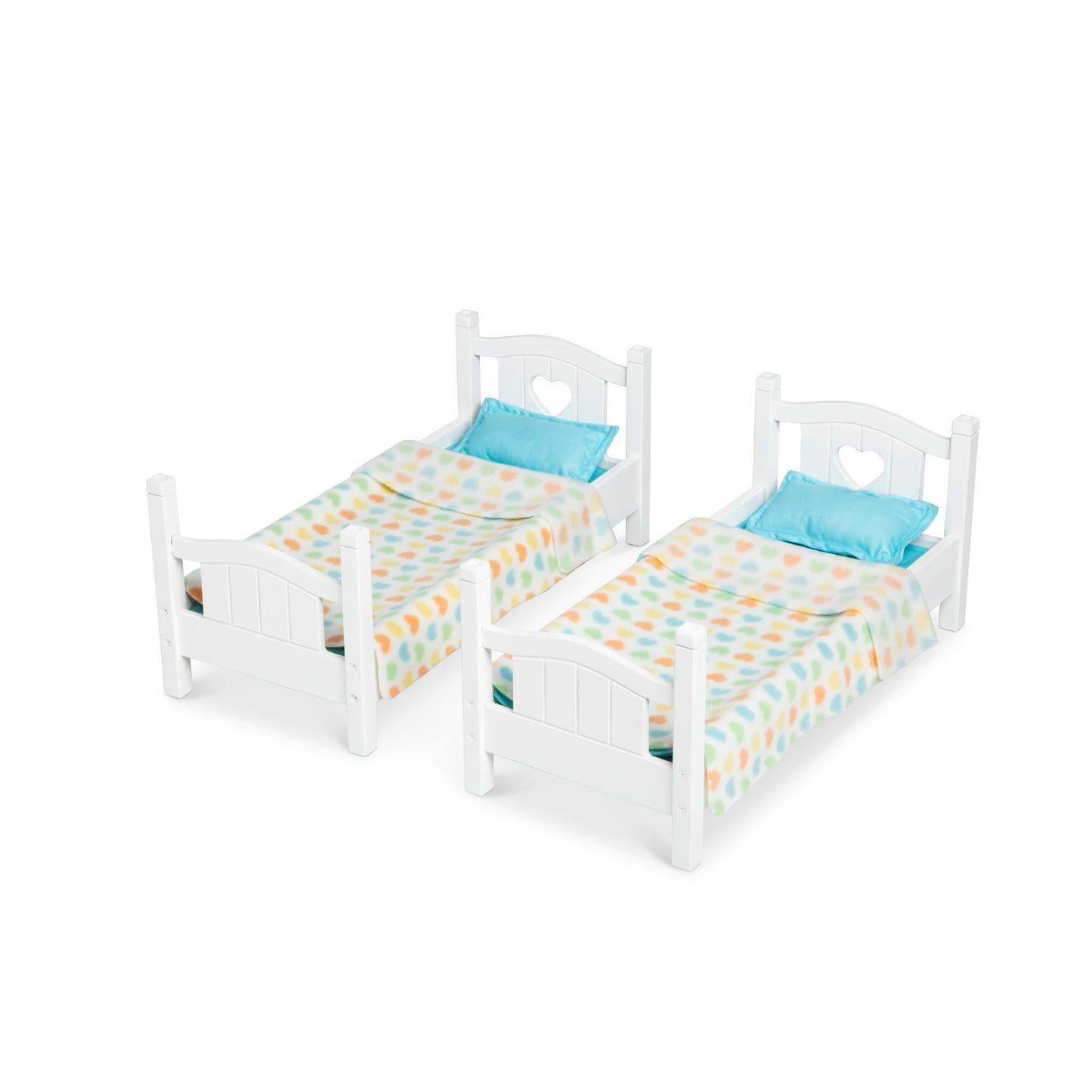 Melissa & Doug Mine to Love Wooden Play Bunk Bed for Dolls up to 18 inches-Stuffed Animals - White (2 Beds, 17.4”H x 9.1”W x 20.7”L Assembled and
