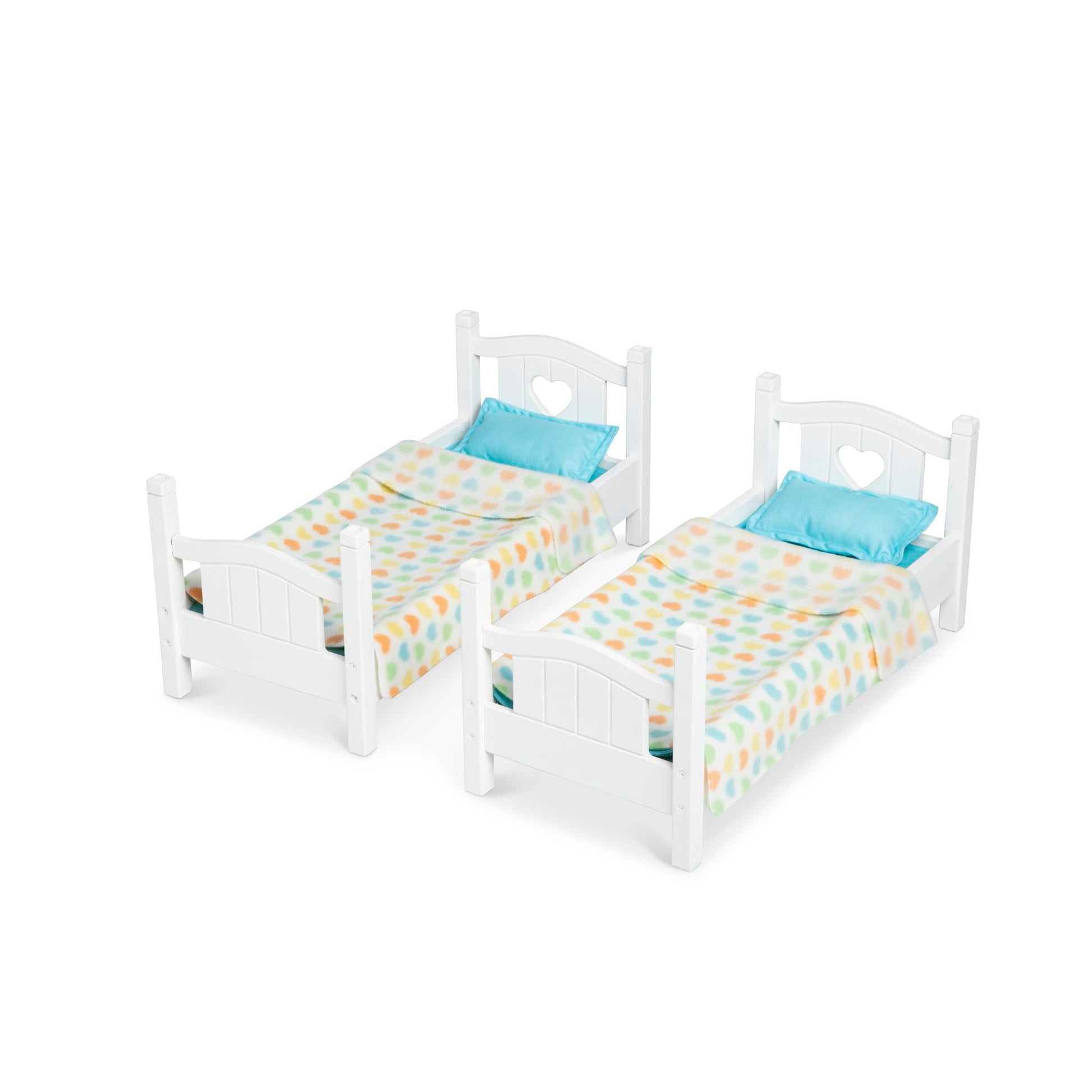Melissa & Doug Mine to Love Wooden Play Bunk Bed for Dolls up to 18 inches-Stuffed Animals - White (2 Beds, 17.4”H x 9.1”W x 20.7”L Assembled and