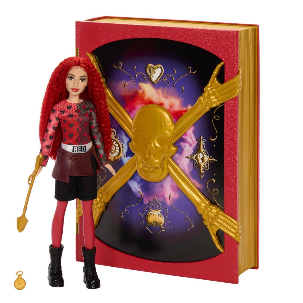 Mattel Disney Descendants: the Rise of Red - Red, Daughter of Queen of Hearts Doll & Playset, the Sorcerer’s Cookbook, Mix for Slime & Surprises