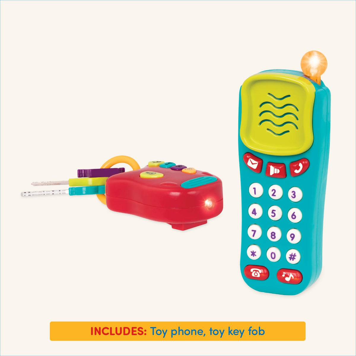 Battat Light & Sound Phone and Keys, Pretend Play Sensory Toys, Phone+Keys