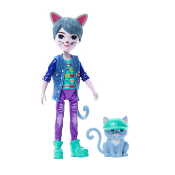 Enchantimals HNT59 Small Doll and Figurine Cole Gala Enchanted Cat (15 cm) and Friend Cat Claw, Collectable, Children's Toy, from 4 Years