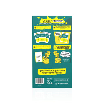Viral Studios Split Decision Board Game, Ages 17+ for 3+ Players, Intuition Meets Accusation