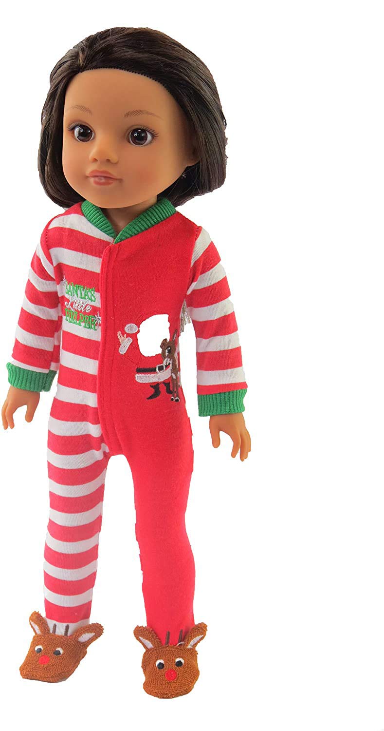 American Fashion World Santa’s Little Helper Onesie for 14-Inch Dolls | Premium Quality & Trendy Design | Dolls Clothes for Popular Brands