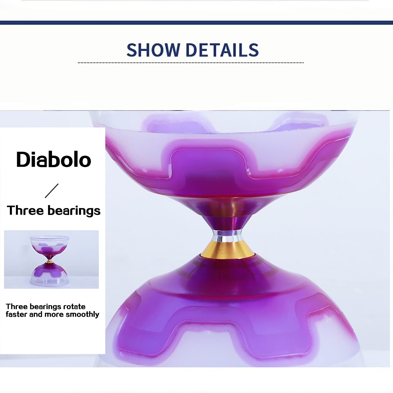 Erencook Chinese yoyo Diabolo Set- Triple Bearings Diabolo Chinese Yo-yos Colorful LED Diabolo with Diablo Sticks, Diabolo String&Net Bag (Green)
