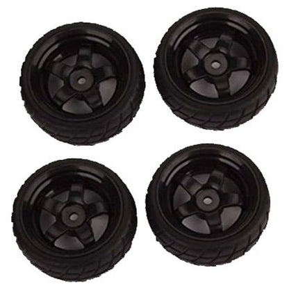 Hobbypower Rc 1: 10 on Road Car 5 Spoke Black Wheel Rims & Rubber Tires 65mm Od(Pack of 4 Pcs)