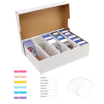 BIU-BOOM Sports Card Box 5 Row 3200 Count,Cardboard Card Storage Box with Divider Bulk Card Storage Baseball Card Boxe,Sports Cards Storage Box for