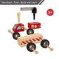 WoodenEdu Construction Vehicles for Toddlers, 2 Pcs Wooden Detachable Assemble Cranes and Tractor, Kids Vehicle Toys Hand Push Car Toys for 3 Years