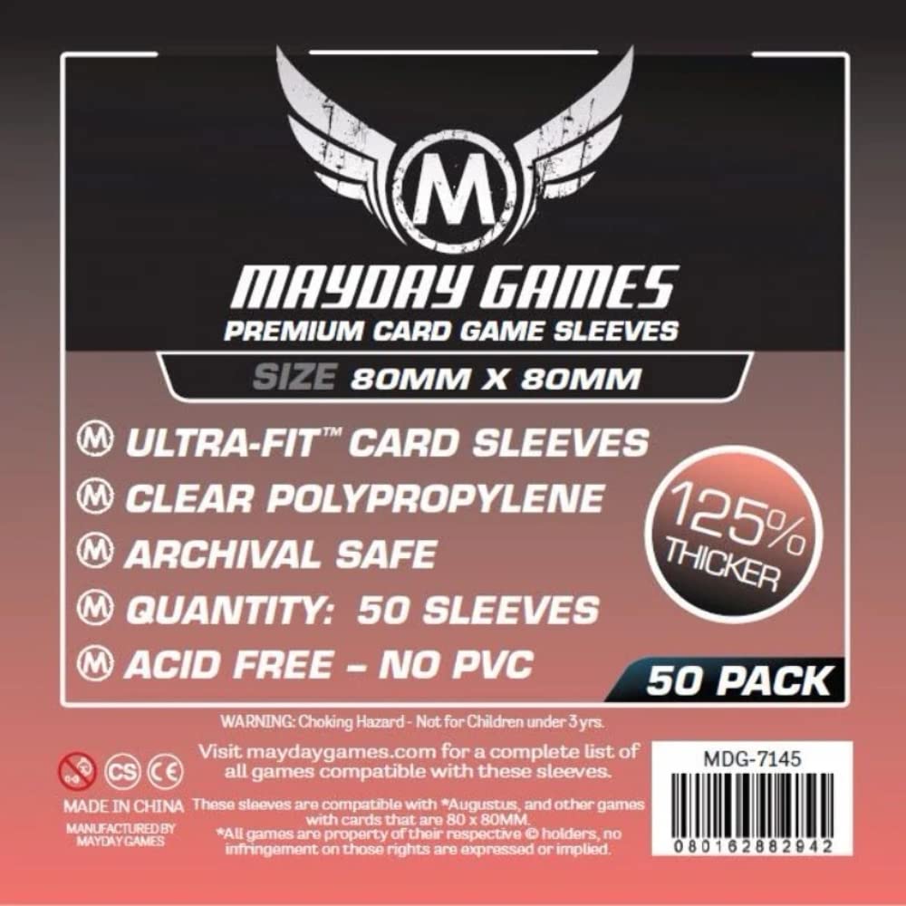 Mayday Games Medium Square Sleeves (80x80mm) - 50 Premium