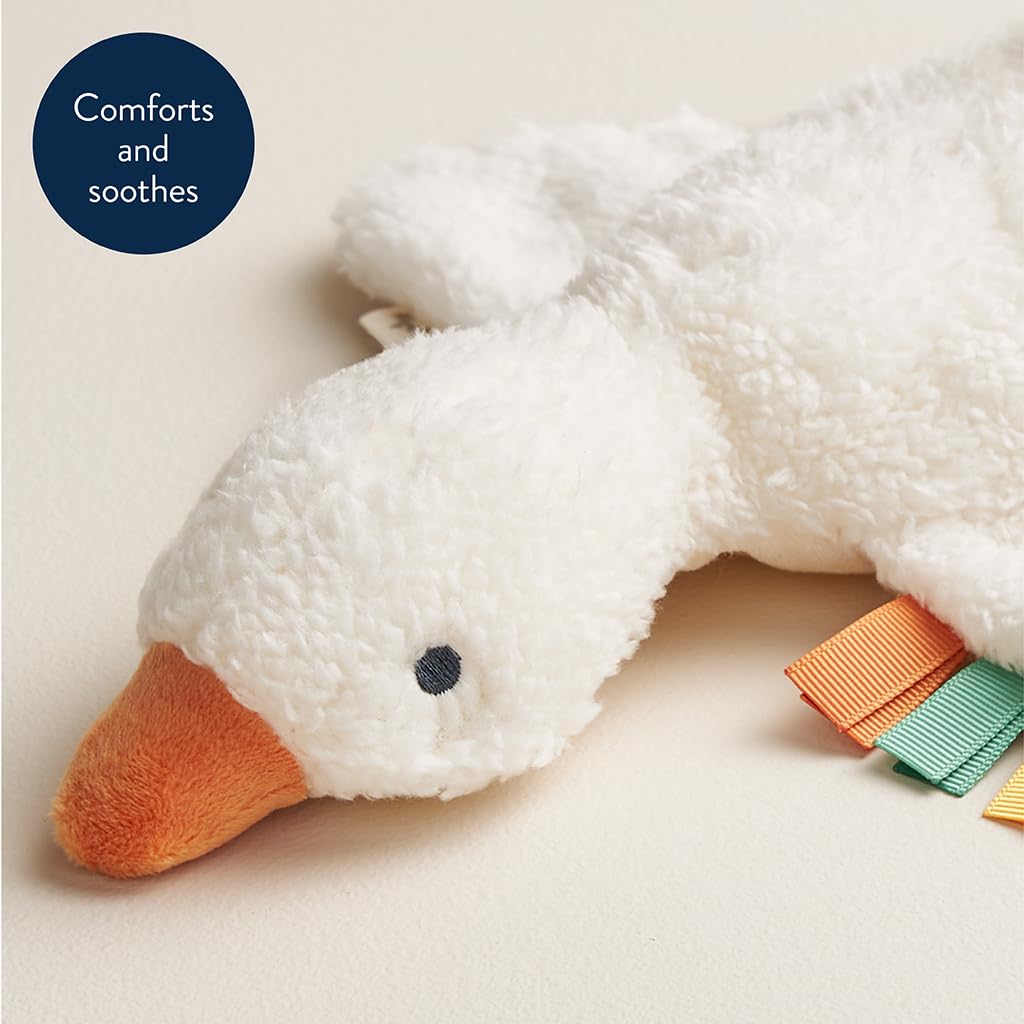 Itzy Ritzy Huggable Lovey - Soft Plush Baby Comfort Toy & Snuggle Companion with Sensory Ribbons - Machine Washable - Designed for Newborns & Toddlers