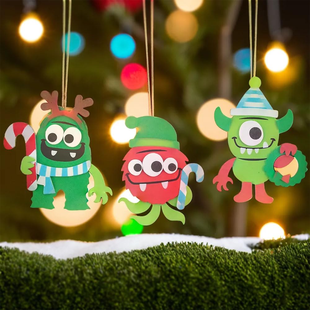 Fun Express Christmas Monster Ornament Craft Kit - Craft Kits - 12 Pieces