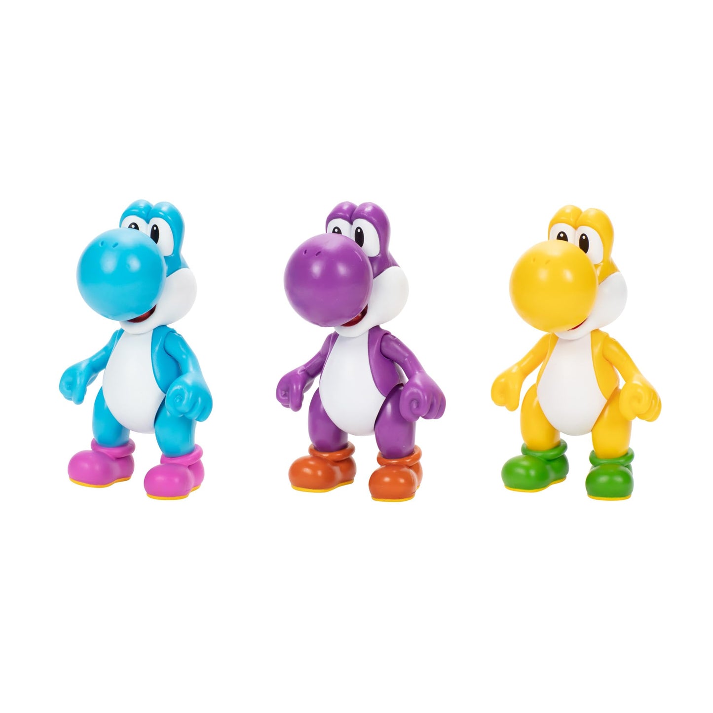 Nintendo Yoshi 3-Pack Action Figures, 4 Inch / 10cm Authentic Super Mario Figures Includes Yellow Yoshi, Purple Yoshi and Light-Blue Yoshi, Ideal