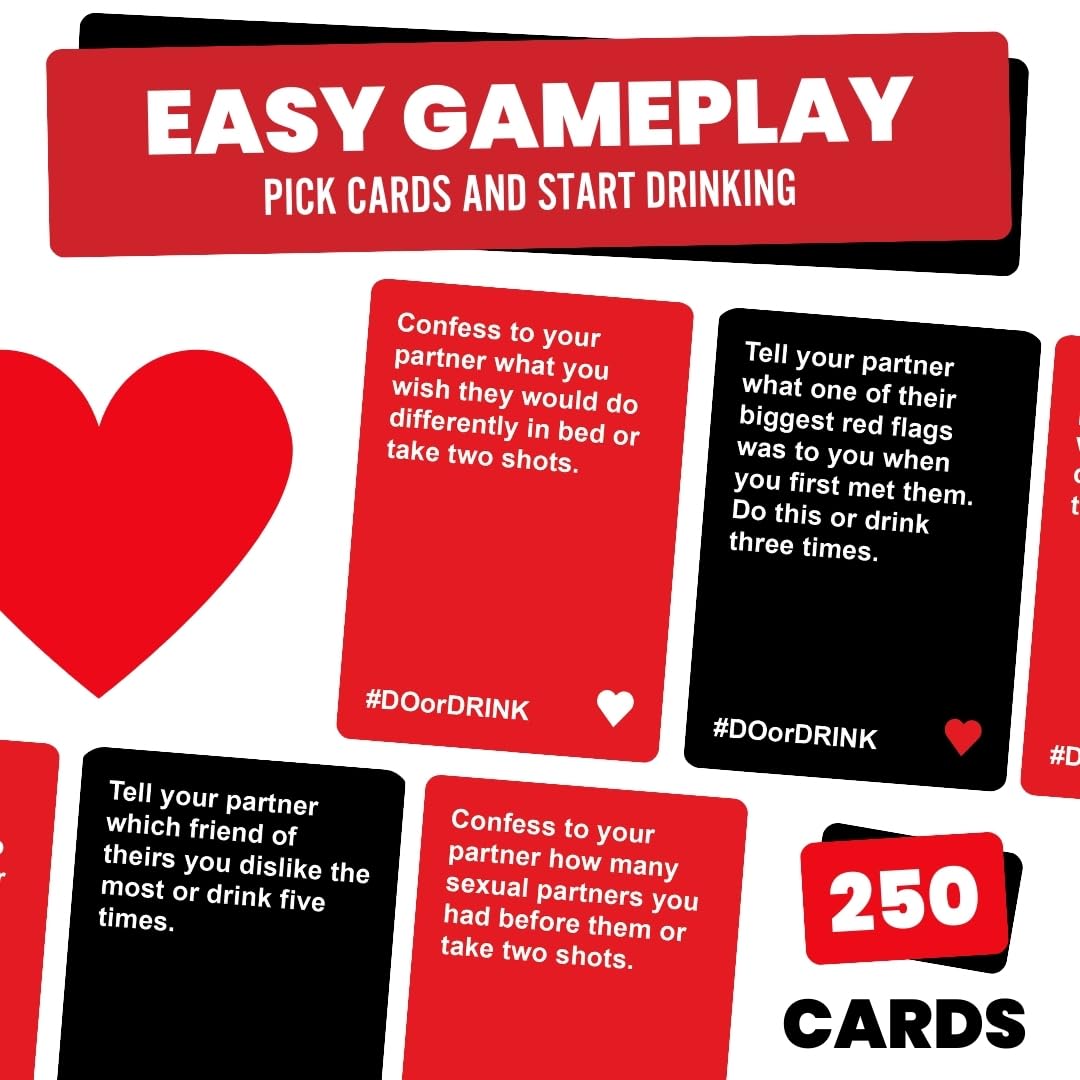 Do or Drink Date Night - Couples Drinking Card Game for Adults, Fun Romantic Game for Two, Perfect for Game Night, Parties, or Gifts for Boyfriend