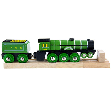 Bigjigs Rail Flying Scotsman Toy Train | Green Model for Wooden Track Set | Heritage Collection Railway Figures & Accessories | Great Gifts for 3+