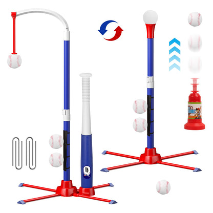 Latioi 3-in-1 T Ball Set for Toddlers & Kids 3-5, Adjustable Baseball Tee with Automatic Pitching Machine, Hanging Stand & 4 Balls, Indoor/Outdoor