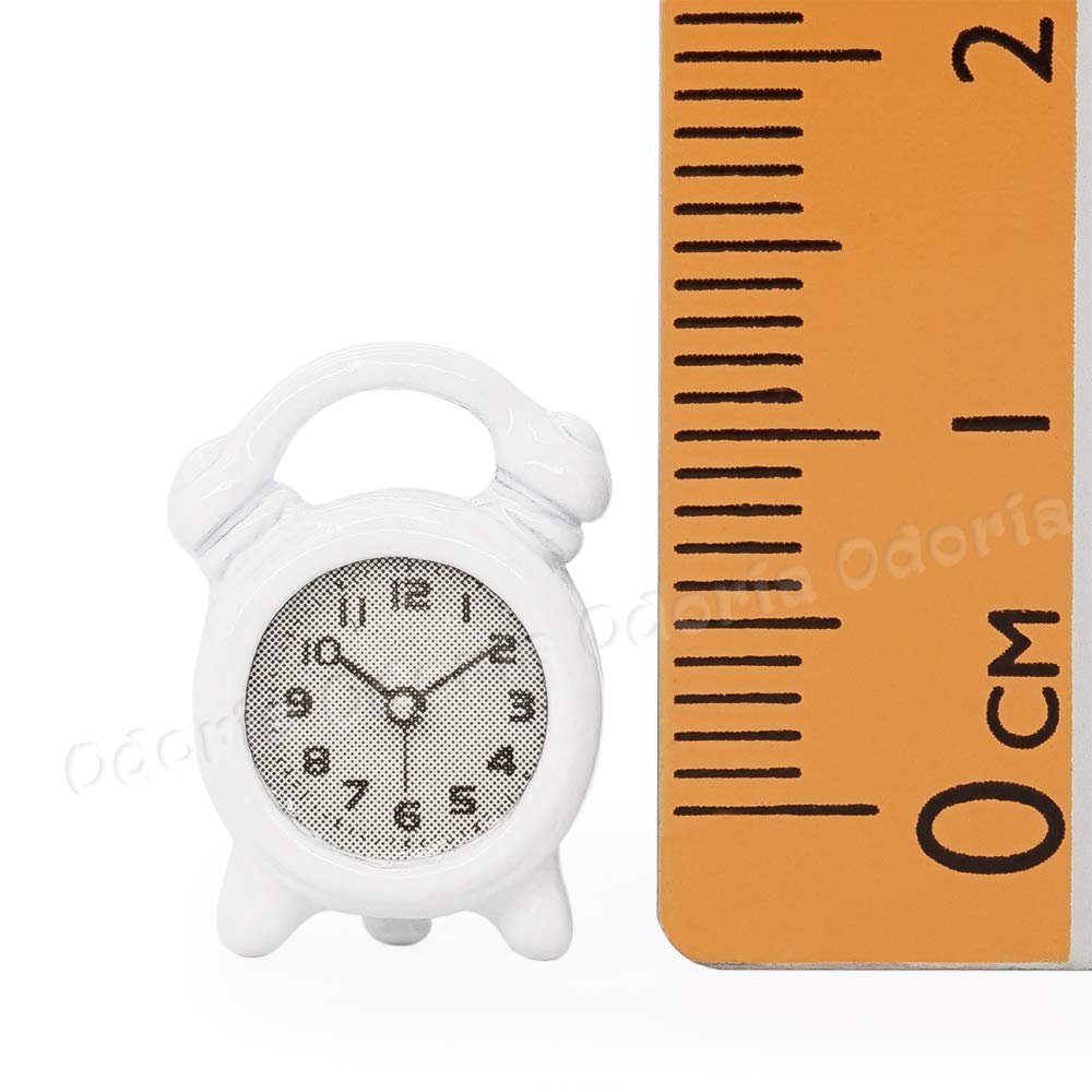Odoria 1/12 Miniature Alarm Clock Dollhouse Decoration Accessories, White