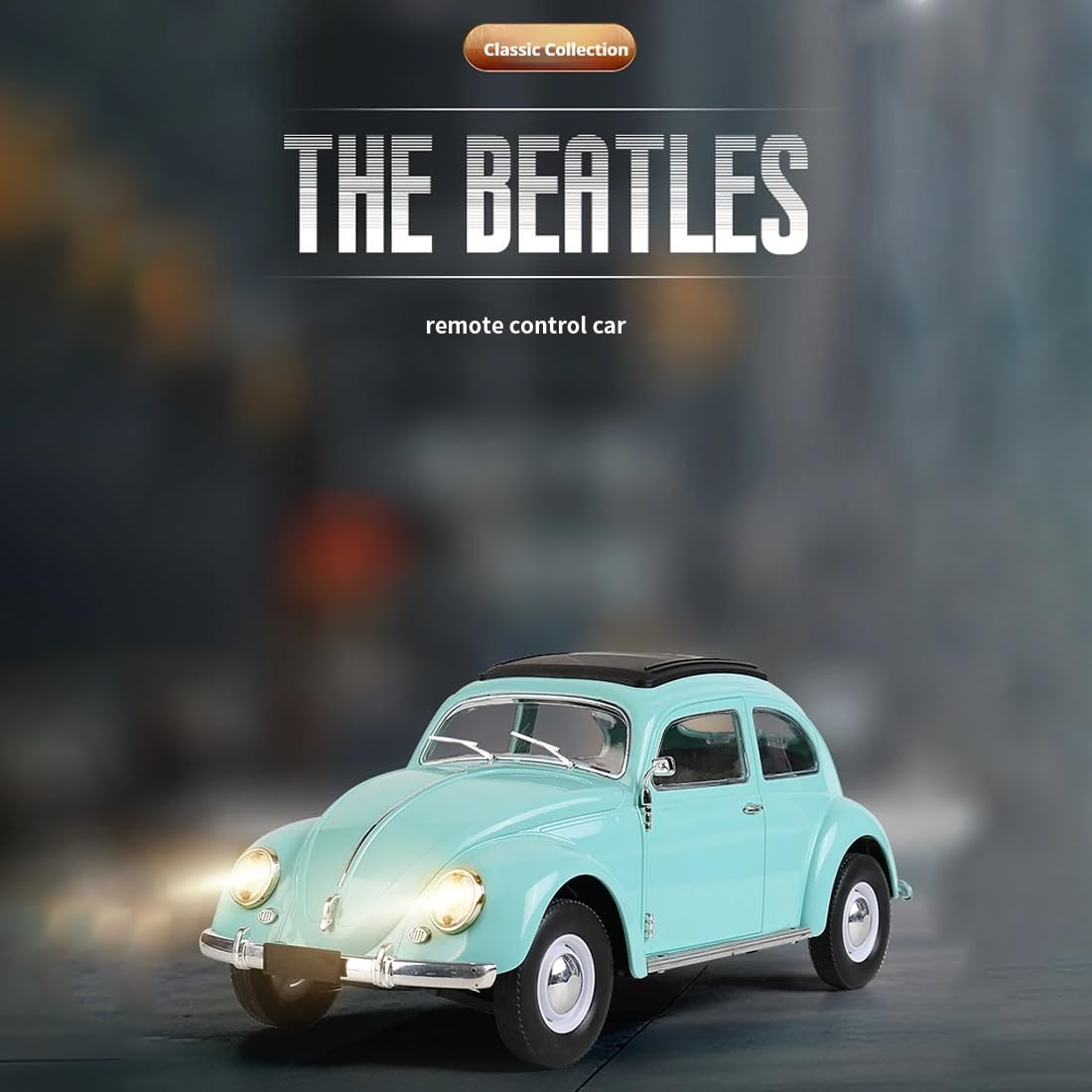 rcxperts 1/16 Scale D62MINI Retro RC Beetle Car, 2.4GHz 4CH Retro Racing Sport Car with High Speed & LED Light, Mini Drift Cars Gift for Adult(Blue/2