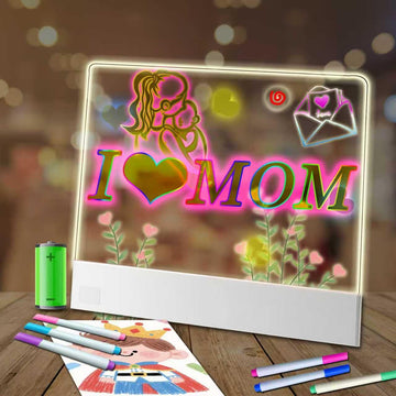 Led Drawing Board for Kids,13.2'' x 10'' Rechargeable Led Note Board with Colors,Doodle Glow Board,3 Modes & 5 Colors Acrylic Dry Erase Board with 8