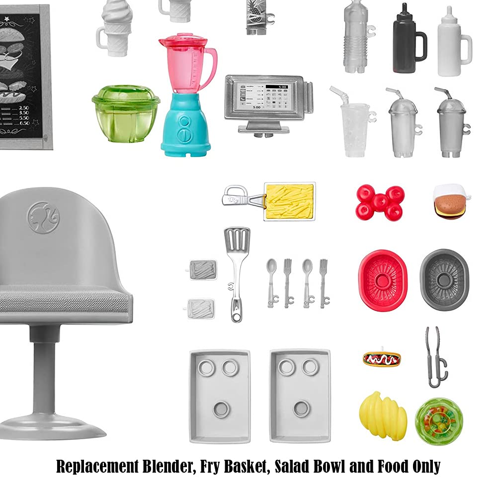Replacement Parts for Fresh 'n Fun Food Truck Barbie Doll Playset - GMW07 ~ Replacement Blender, Fry Basket, Salad Bowl and Food