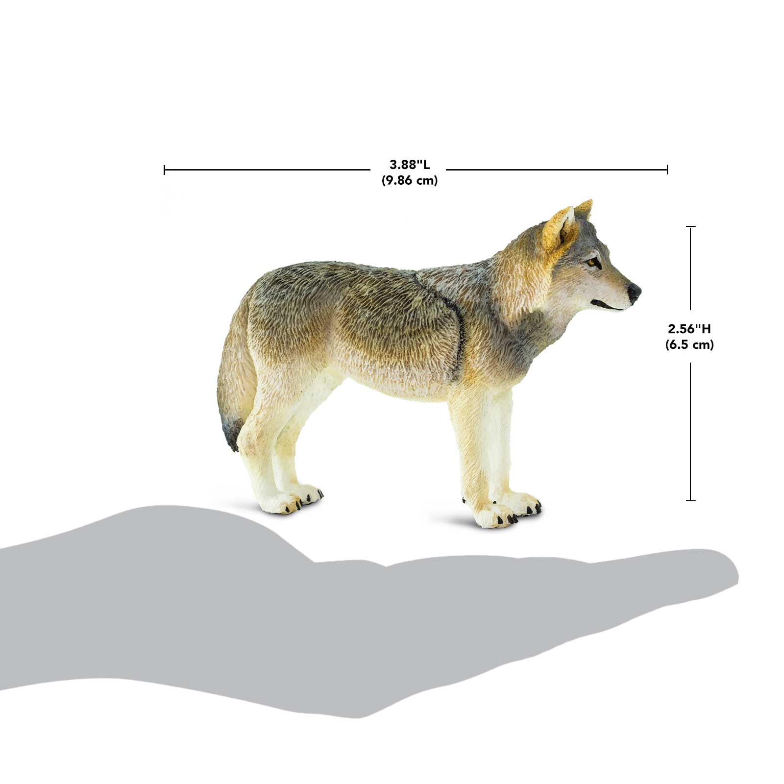 Safari Ltd. Gray Wolf Figurine - Realistic 4" Plastic Wolf Figure - Educational Toy for Boys, Girls, and Kids Ages 3+