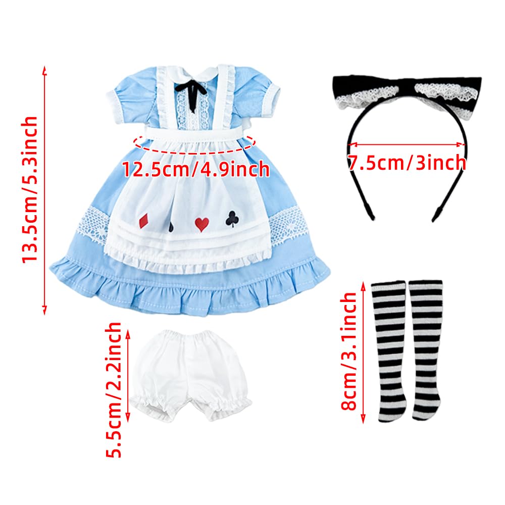 niannyyhouse Ball Jointed Doll Clothes Blue Maid Set Compatible with Blythe