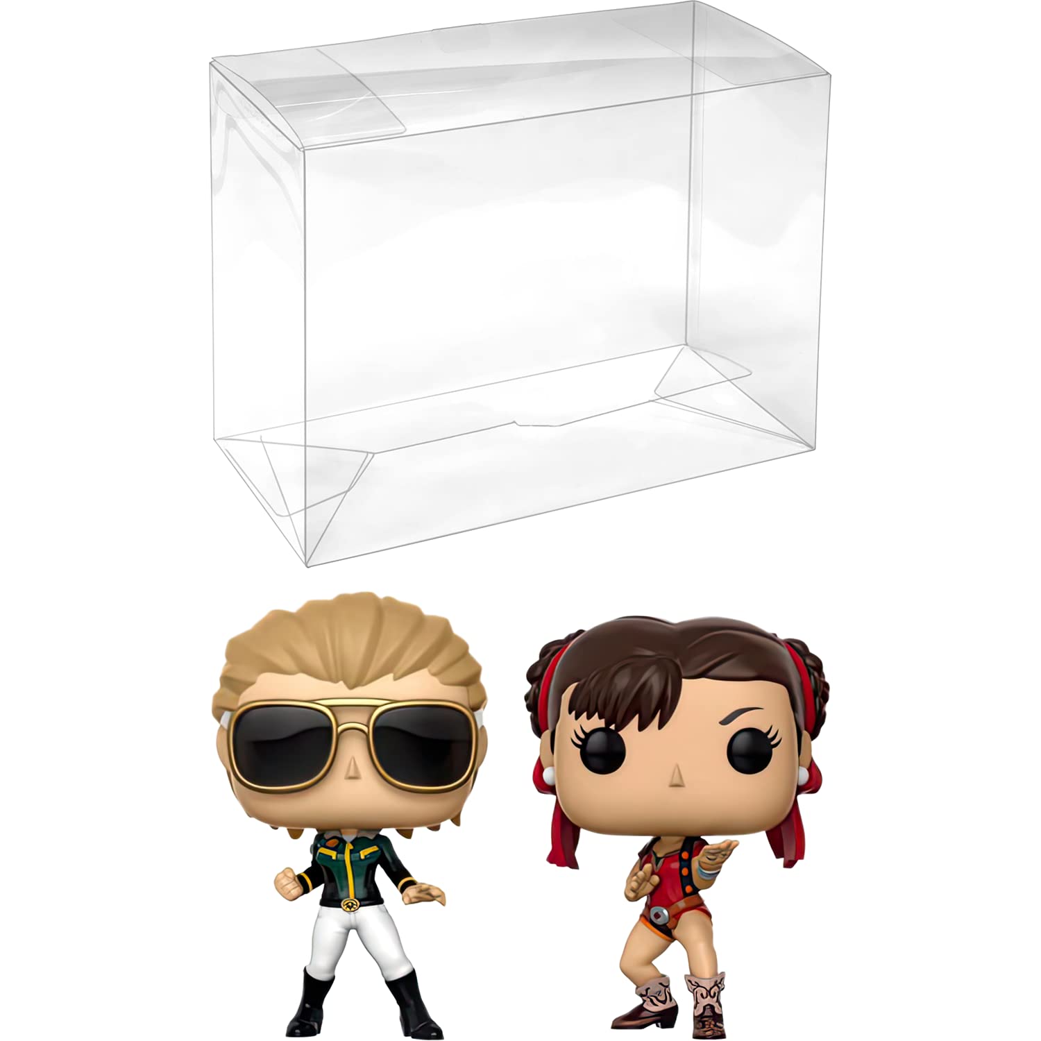 Funko C a p t a i n M a r v e l & C h u n -L i (Hot Topic Exc): P o p ! Vinyl Figurine Bundle with 1 Compatible Protector (23978 - B)