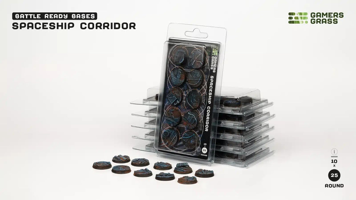 Gamers Grass: Battle Ready Bases: Spaceship Corridor 25mm Round (x10)