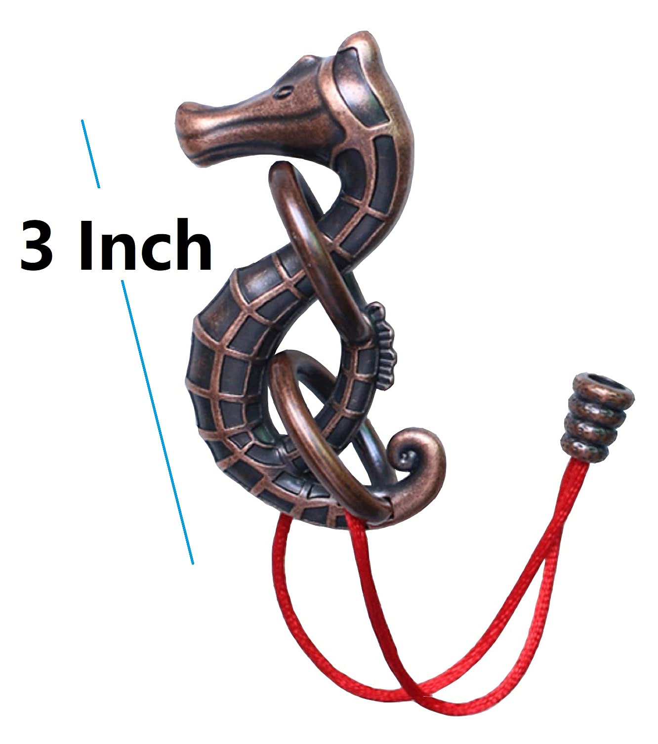 Cast Metal Brain Teaser Puzzle Metal Puzzle Brainteaser Exploration and Thinking Toy Intellectual Teaching (Seahorse & Rope)