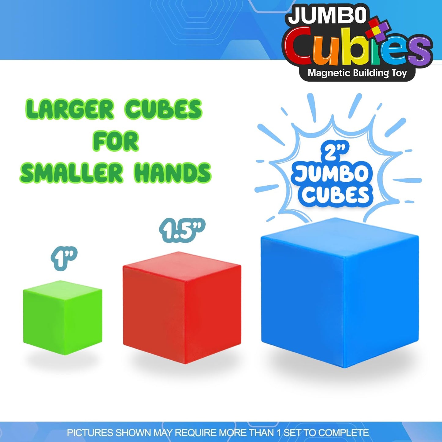 Playmags Jumbo Cubies Magnetic Blocks Building Toy, 64pc 2-Inch Magnet Cubes STEM Toys for Toddler & Kids, Preschool, Educational Construction Block