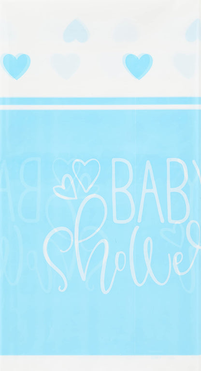 Blue Hearts "Baby Shower" Rectangular Plastic Table Cover 54" x 84" (1 Pc) - Charming & Elegant Party Decor for Your Celebration