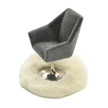 iLAND Dollhouse Furniture and Accessories Set, Miniature Swivel Chair & Carpet Modern for Dollhouse Livingroom (Grey)