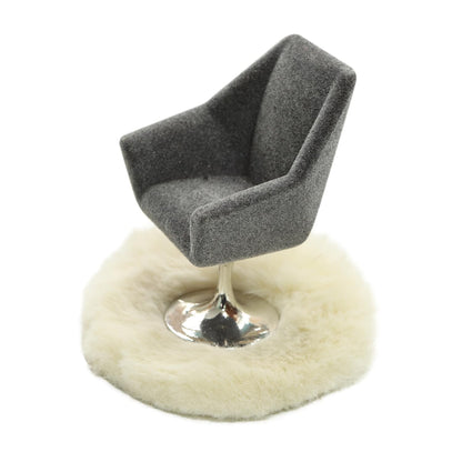 iLAND Dollhouse Furniture and Accessories Set, Miniature Swivel Chair & Carpet Modern for Dollhouse Livingroom (Grey)