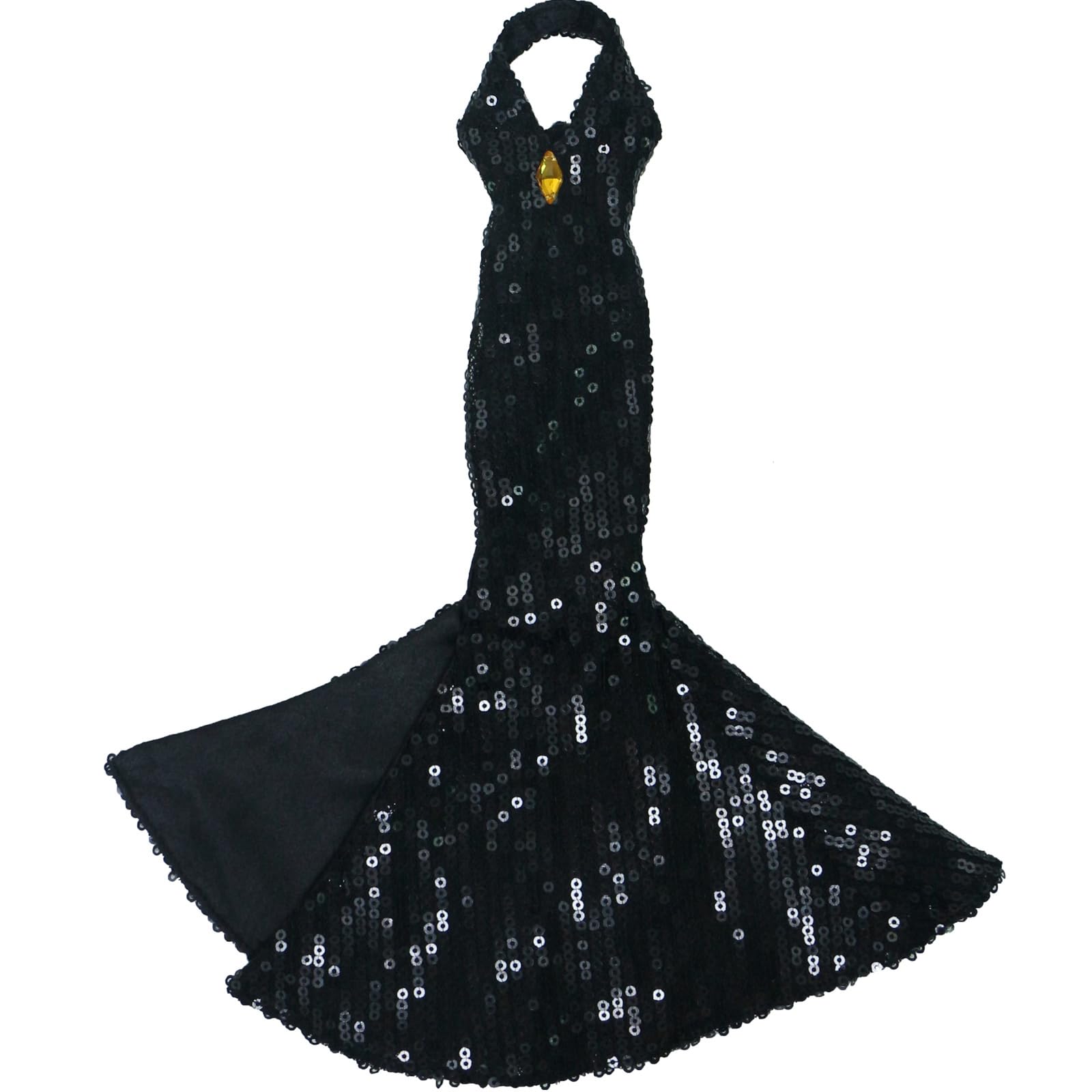 Gorgeous Handmade Doll Dress, Doll Clothes Evening Gown with Sequin Fashion Show, Wedding Party Outfits for 11.5 inch Dolls Accessories (Black)