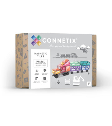 CONNETIX Magnetic Tiles Pastel Transport Pack, 50 Pieces