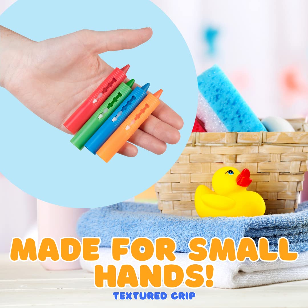 Bath Crayons Set, 12 Colors with Mesh Storage Bag, Non-Toxic Tub Fun
