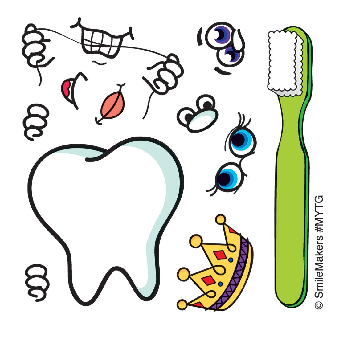 SmileMakers Make-Your-Own Tooth Guy Stickers - Prizes and Giveaways - 100 per Pack