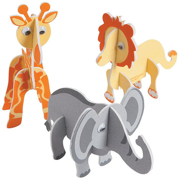Fun Express 3-D Foam Safari Animals Ck - VBS Vacation Bible School Supplies/Decor - Crafts for Kids and Fun Home Activities