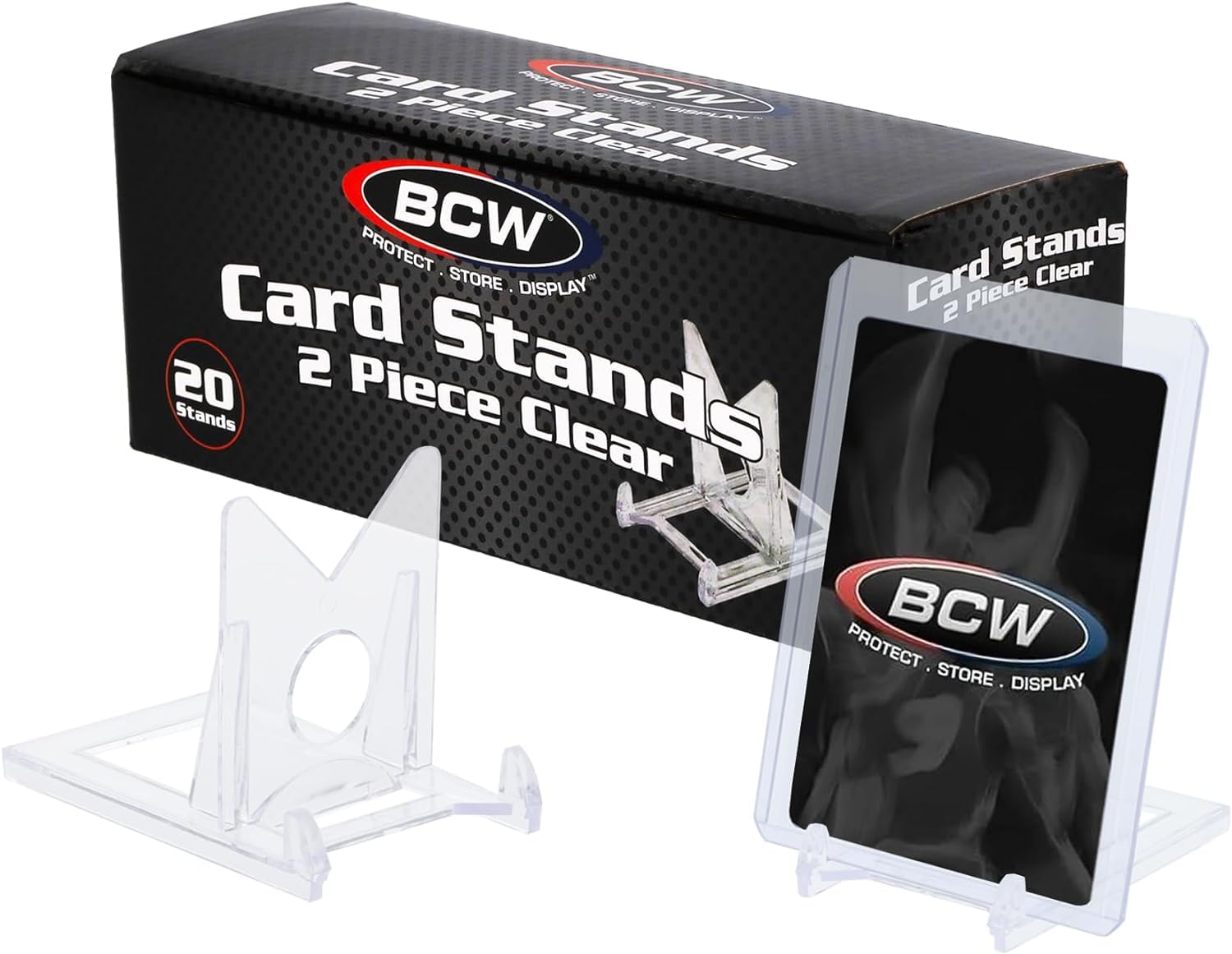 BCW 2-Piece Card Display Stands | Showcase Top Loaders, Magnetics, Screwdowns |Trading Card Display| Card Display Stand | Card Stand | Semi Rigid Card