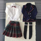 niannyyhouse 1/3 1/4 BJD Dolls Clothes Coat Shirt Plaid Pleated Skirt Socks European Dark Blue School Uniform Blazer Outfit Ball Jointed Dolls