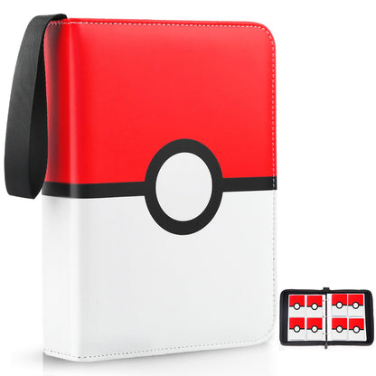 Card Binder 4 Pocket, Trading Card Holder Fits 400 Cards With 50 Removable Sleeves, Portable Collection Card Ablum, Game Card Case book With Zipper
