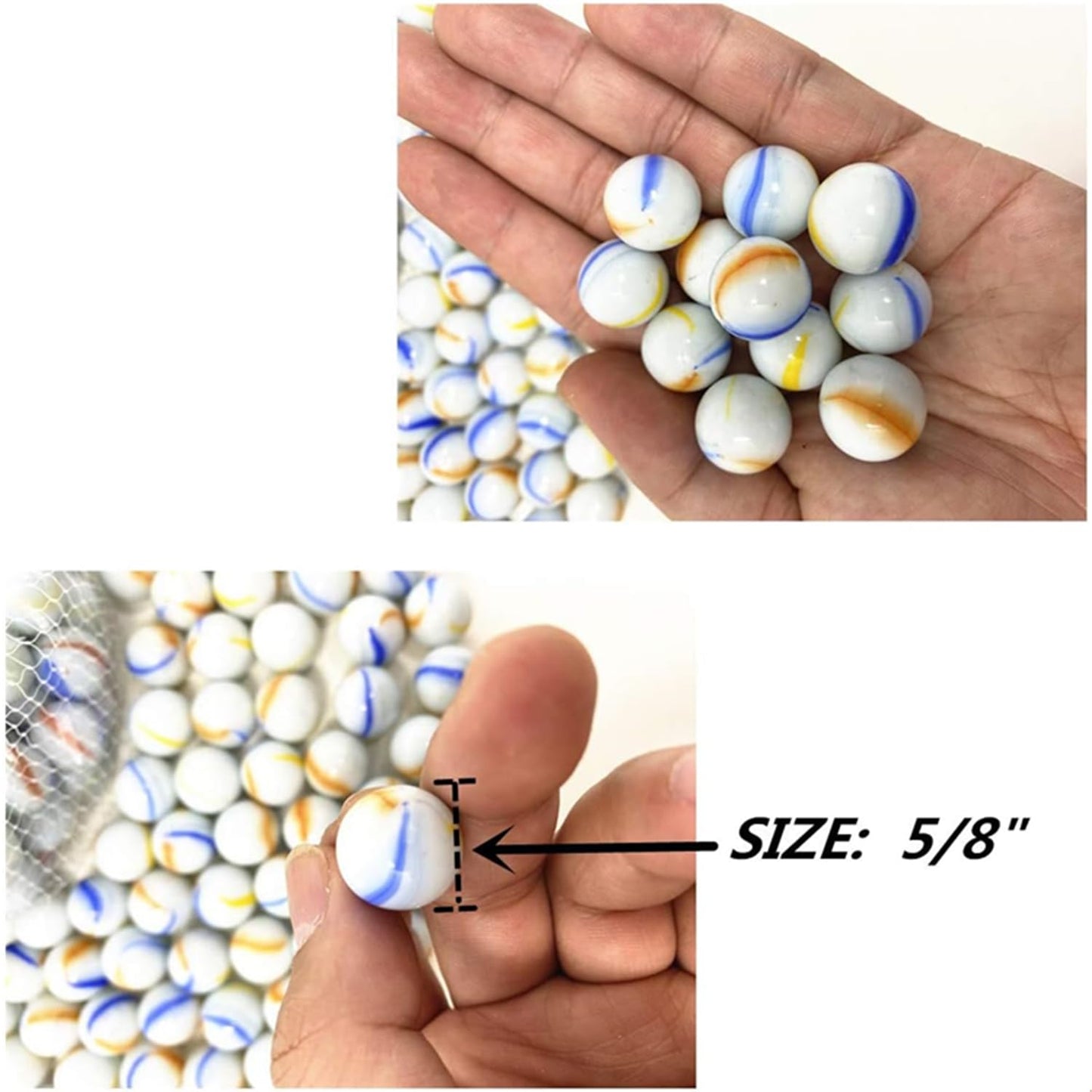 TSY TOOL 1000 Count Bulk Beautiful Premium Player Glass Marble, 5/8" in Bulk, Shooters Sling Shot Ammo for Children (10 Bags)