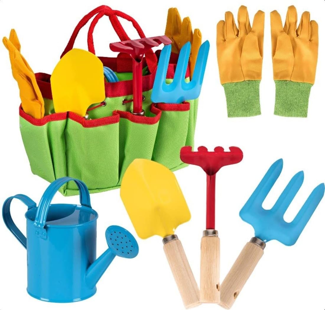 Little Kids Gardener Tool Set - Tote Bag, Watering Can & Gardening Tools