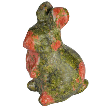 Bosfante 2" Unakite Rabbit Statue for Fertility&Abundance,Bunny Figurine for New Beginnings,Bunny Decor for Homes &Offices
