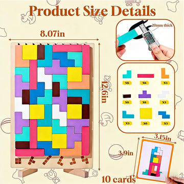 Wooden Montessori Russian Blocks Puzzle, 3D Stacking for Toddlers 3-6 Years Wooden Block, Montessori Educational Gift for Boys and Girls Board Game
