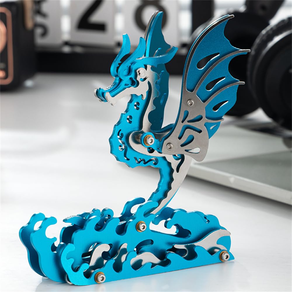 Mokrdomain Seahorse 3D Metal Puzzle, Blue, 77 Pieces
