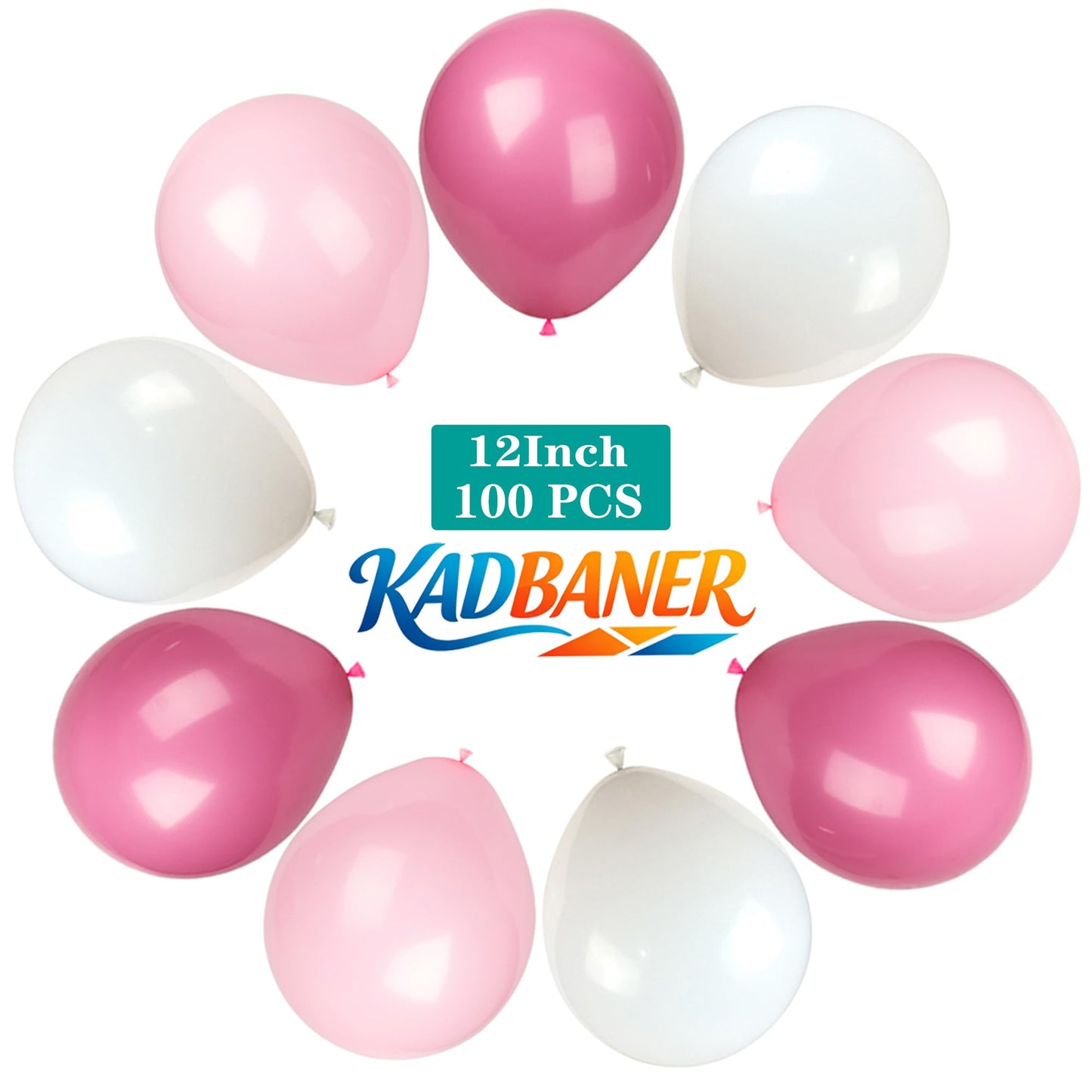 KADBANER White light pink rose red Latex Balloons,100 Pack 12 Inch
