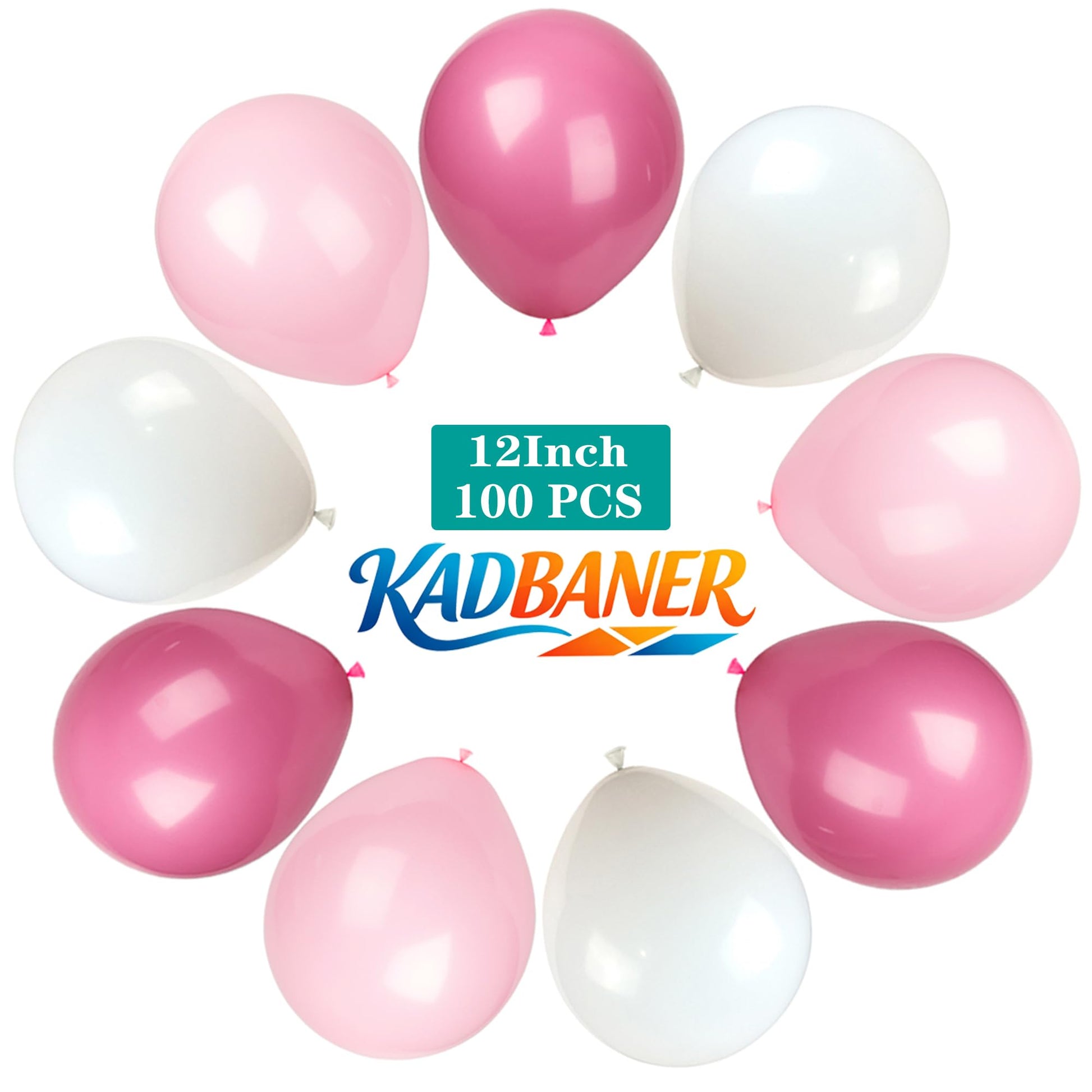 KADBANER White light pink rose red Latex Balloons,100 Pack 12 Inch