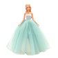BARWA Light Blue Wedding Dress with Veil Evening Party Princess Light Blue Gown Dress for 11.5 inch Girl Doll