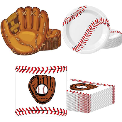 Baseball Birthday Decorations,40Pcs Baseball Themed Plates and Napkins Baseball Disposable Tableware Kit for Baseball Party Supplies,Sports Themed