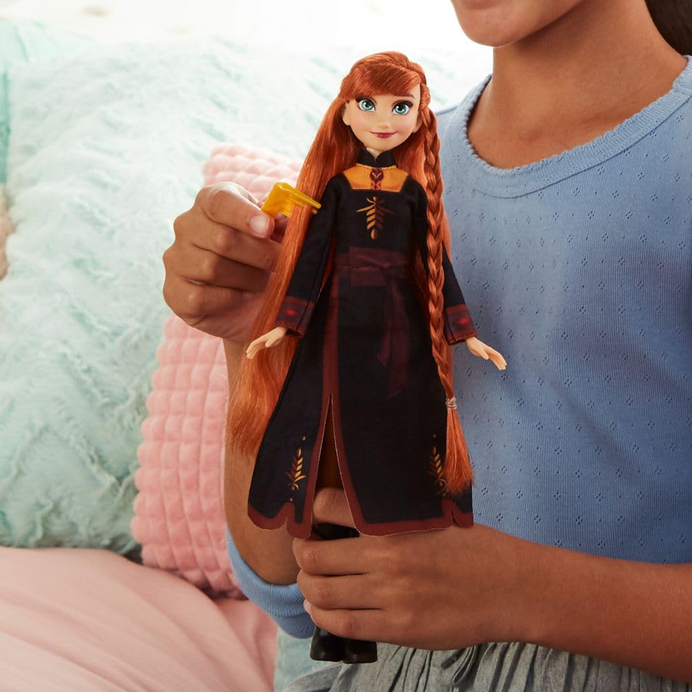 Disney Frozen Sister Styles Anna Fashion Doll with Extra-Long Red Hair, Braiding Tool & Hair Clips - Toy for Kids Ages 5 & Up