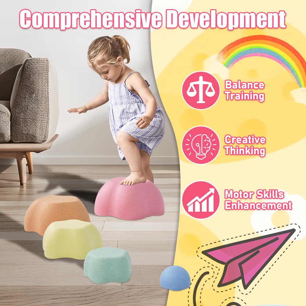 ANLIK Toddler Stepping Stones, Stimulate Children's Creativity and Imagination, Improve Their Balance and Motor Skills, Flower-Shaped Stepping Stones